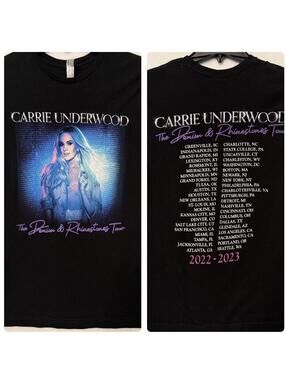 Carrie Underwood Denim & Rhinestones Tour Merch T-Shirt SIZE XS Black 2022-2023
